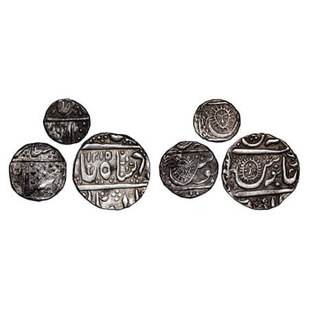 Indore, Silver Rupee, ½, & ¼ (3 Coins), Jaswant Rao (AH 1213-1226 / 1798-1811 AD), Malharn