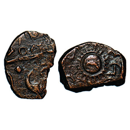 Lunawada, Copper ½ Paisa, 3.60g, Dalel Singhji, Obv: sunface or shield and ruler's name en