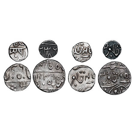 Partabgarh, Silver Rupee, ½, ¼, 1/8 (4 Coins), Dulep Singh (AH 1241-1281, 1825-1864 AD), I