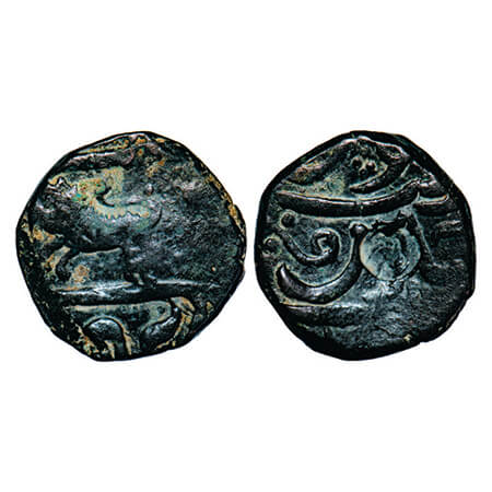 Ratlam, Copper Paisa, 13.60g, anonymous hammered coinage, with counter mark, one with clea
