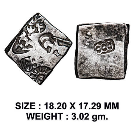 Archaic Punch Marked, Late-Mauryan Period, Local Series, Ujjain Area, Silver Karshapana, 3
