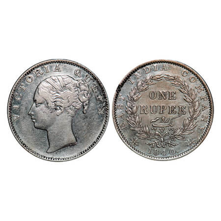 Victoria Queen, Silver, Rupee, 1840, CL, Madras Mint, A/VII, 'S' incused, English Head, Wr