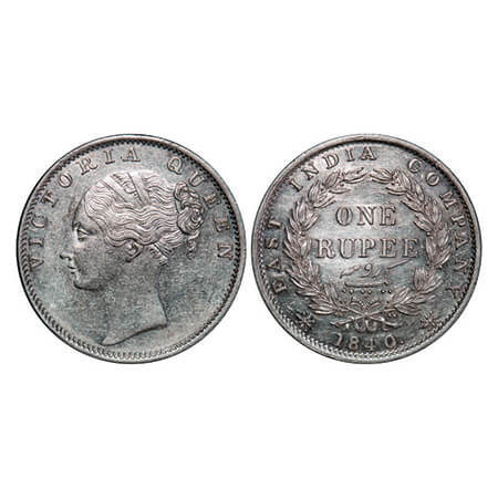 Victoria Queen, Silver, Rupee, 1840, CL, Bombay Mint, C/VI. GK 118, F. Prid 52. About Unci