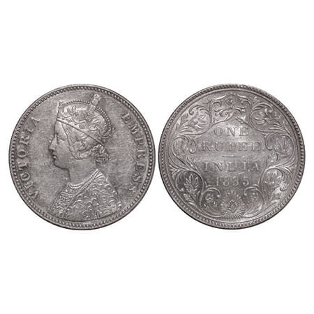 Victoria Empress, Silver, Rupee, 1885, Bombay Mint, A3/II(i), 'B' raised, Top stroke of nu