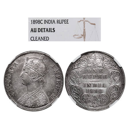 Victoria Empress, Silver, Rupee, 1898, Calcutta Mint, C3/I(i), 'C' incused. GK 587, F. Pri