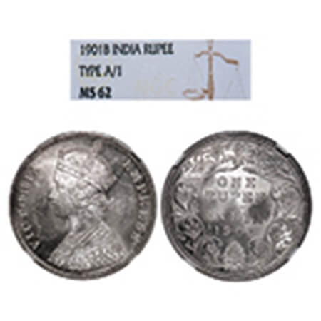 Victoria Empress, Silver, Rupee, 1901, Bombay Mint, A3(i)/I(ii), 'B' incused. GK 591, F. P