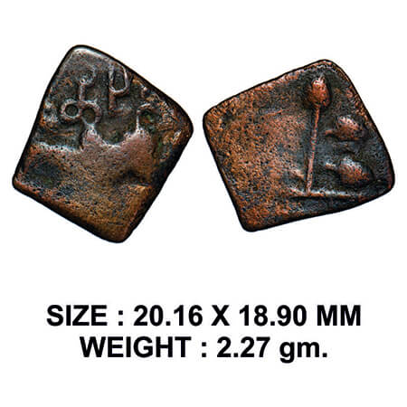 Satavahanas, Kosikiputra Siri Satakarni, Nevasa-Paithan Region, Copper Unit, 2.27g, Obv: H