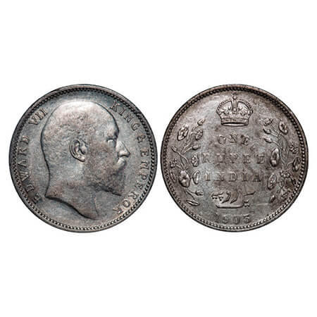 Edward VII, Silver, Rupee, 1903, Bombay Mint, 'B' raised and no dot. GK 925, F. Prid 198. 