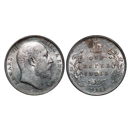 Edward VII, Silver, Rupee, 1903, Bombay Mint, 'B' incused and dot, Ghost on Rev. GK 926, F