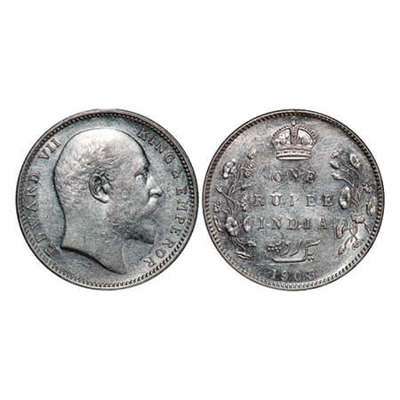 Edward VII, Silver, Rupee, 1903, Bombay Mint, 'B' incused and no dot. GK 927, F. Prid 199.
