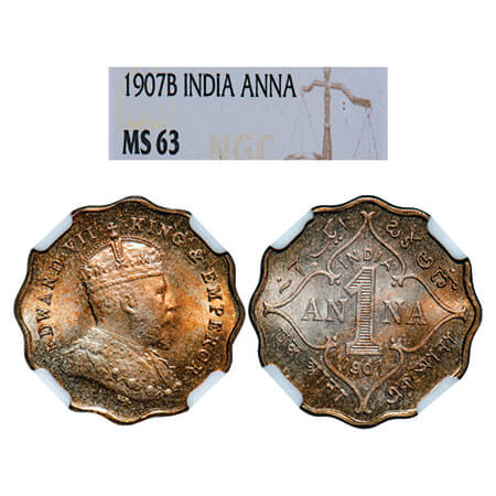 Edward VII, Copper-Nickel, 1 Anna, 1907, Bombay Mint, 'B' incused. GK 990, F. Prid 926. NG