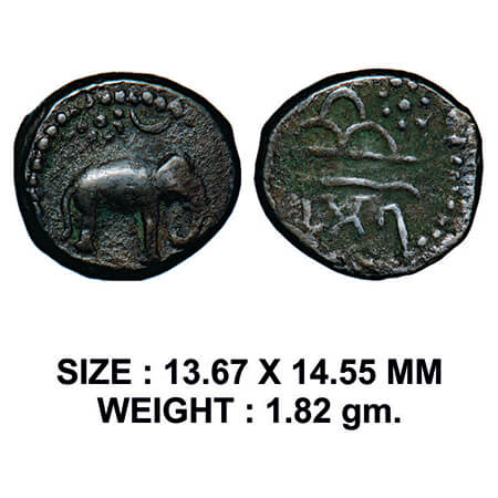 Western Kshatrapas, Damasena, (c. 222-238 AD.), SE 147, Copper Unit, 1.82g, Obv: Elephant 