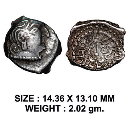 Guptas, Kumaragupta I (AD 414-455), Silver, Karshapana, Garuda type, 2.02g, Obv: Portrait 