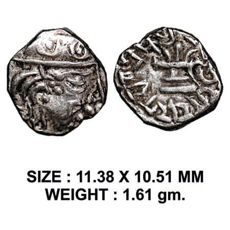 Guptas, Skandagupta, Silver Drachma, 1,61g, Fire Altar type, Obv: Bust of king facing to r