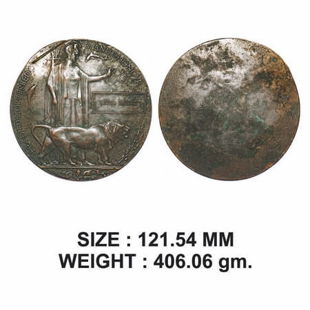 Death Plate, bronze, 406.04g, "HE DIED FOR FREEDOM AND HONOVR" For MOTA RAWAT. The Memoria