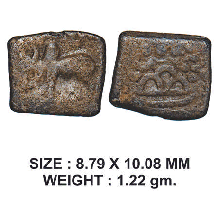 Western Kshatrapas, Rudrasena III, Lead, 1.22g, Obv: Humped bull walking to left side, Rev