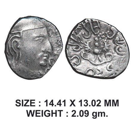 Guptas, Chandragupta II, Silver Drachma, (c. 380-415 AD), 2.09g, Obv: Bust of King, corrup
