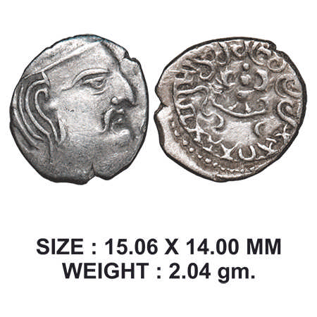 Guptas, Chandragupta II, Silver Drachma, (c. 380-415 AD), 2.04g, Obv: Bust of King, corrup