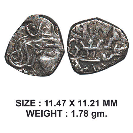 Guptas, Skandagupta, Silver Drachma, 1,78g, Fire Altar type, Obv: Bust of king facing to r