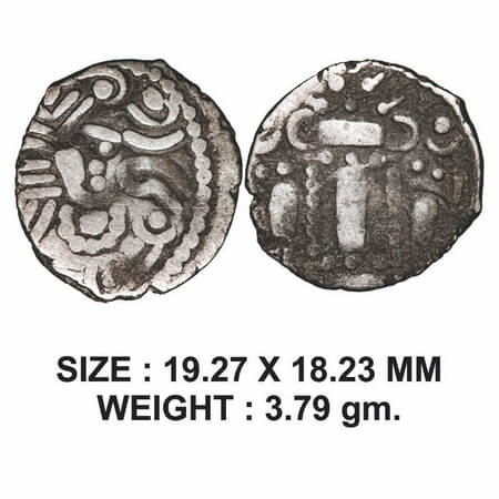 Indo-Sassanian, Silver Drachma, 3.79g, Obv: Crowned profile bust of king facing to right s