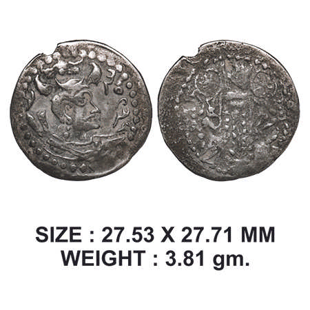 White Hunas or Hephathalites, Napki Malik (c. 475-476 AD), Silver, 3.81g, Obv: Large bust 