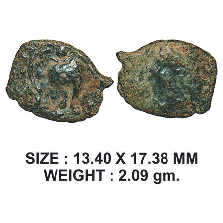 Post-Vakataka, Marathawada Region, probably Rashtrakuta Issue, Copper Unit, 2.09g, Obv: St