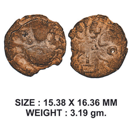 Post-Gupta, probably Aulikaras of Mandsour, Malwa region, Lead Unit, 3.19g, Obv: Front fac