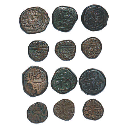 Delhi Sultan, Copper double and single Falus (6 Coins), Mahmud Shah Bin Muhammad (AH 795-8