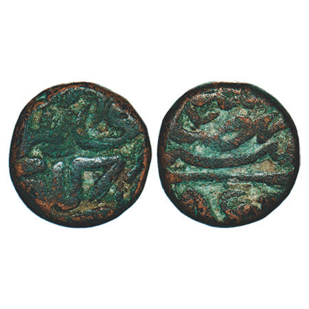 Akbar, Copper Dam, 10.07g, Gorakhpur Mint. KM 28.22 type. About Very Fine, Very Scarce.