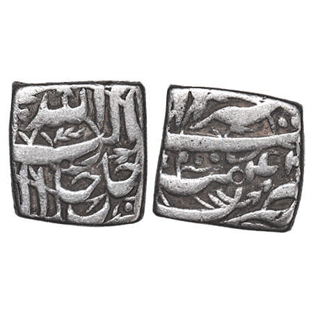 Akbar, Silver Square Rupee, 11.17g, Tatta Mint, illahi month 'Tir', Year 4(4). A. Liddle S