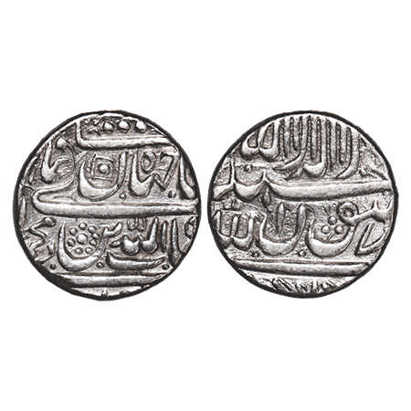Shah Jahan I, Silver Rupee, 11.45g, Golkonda Mint, Without date. KM 223.1. Very Fine, Scar