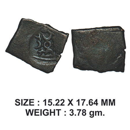 Pre-satavahana, Khandesh Region, Punch Marked, Copper Unit, 3.78g, Obv: Four crescent atta