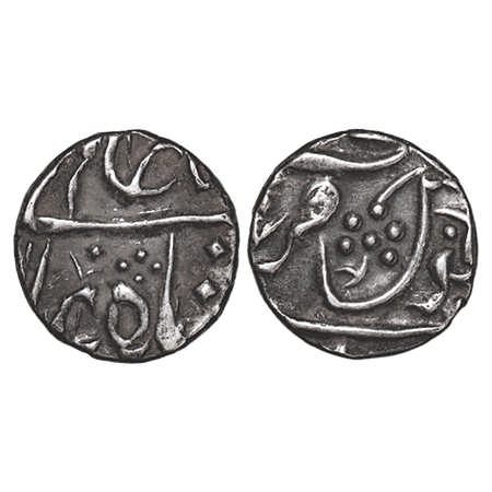 Maratha Confederacy, Silver ½ Rupee, 5.49g, (Ja'ffarabad urf Chandor) Mint, INO Shah Alam 