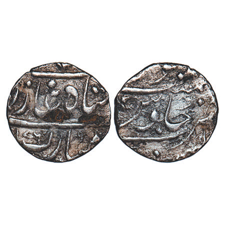 Maratha Confederacy, Silver ¼ Rupee, 2.49g, (Nasik), Gulshanabad Mint, INO Shah Alam II, A