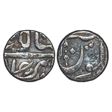 Maratha Confederacy, Silver ¼ Rupee, 2.61g, (Pune Muhiyabad) Mint, Ankushi mark, INO Shah 