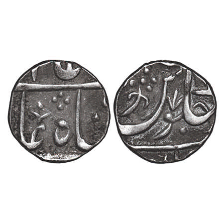 Maratha Confederacy, Silver ½ Rupee, 5.42g, Vaphgaon Mint, INO Shah Alam II. KM 156. Very 