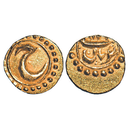 Mysore, Gold Fanam, 0.30g, Tipu Sultan, Patan Mint, AM (1221). KM 128.1. Extremely Fine, S