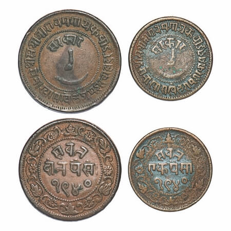 Baroda, Copper 2 Paisa & Paisa (2 Coins), Sayaji Rao III, VS 1940/(1883 AD), Thick Planche