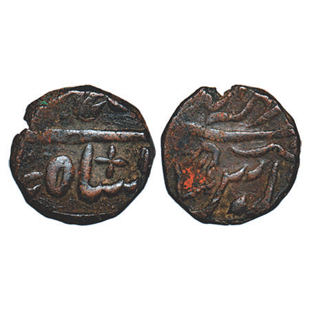 Bharatpur, Copper Paisa, 6.14g, Ranjit Singh issues, INO Shah Alam II, Mahindrapur, with f