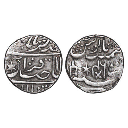 Bharatpur, Silver Rupee, 11.09g, INO Muhammad Akbar II, Braj Indrapur Mint, 46 RY, floral 