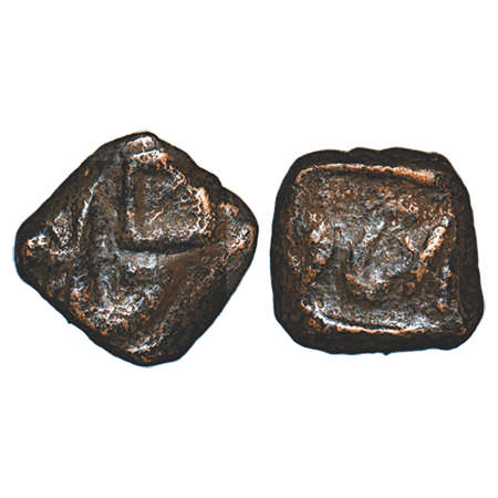 Bhaunagar, Copper Square ½ Falus, 4.34g, INO Shah Jahan III, Bhaunagar Mint, square blank 