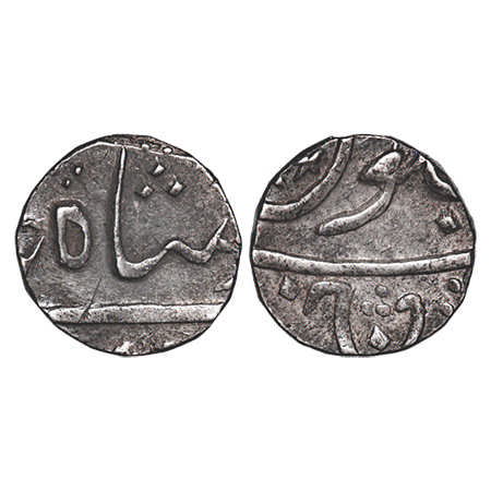 Broach, Silver ½ Rupee, 5.77g, Imtaya-ud-Daula (AH 1182-1186, 1768-1772 AD), Bharuch Mint,