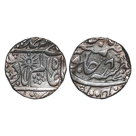 Chhatarpur, Silver Rupee, 11.18g, INO Shah Alam II, 8 RY, crescent, flower & trident on ob