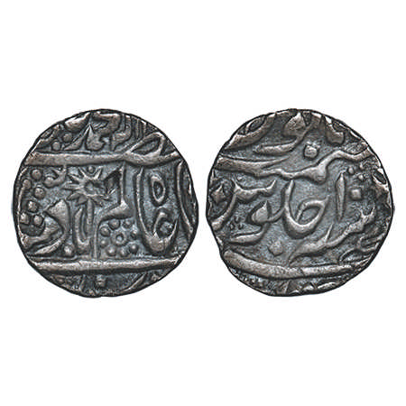Chhatarpur, Silver Rupee, 10.99g, INO Shah Alam II, Chhatarpur Mint, 10 RY, flower on obve