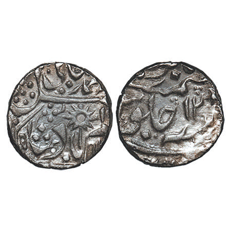Chhatarpur, Silver Rupee, 11.08g, INO Shah Alam II, Chhatarpur Mint, 12 RY, trident chakra