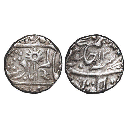 Chhatarpur, Silver Rupee, 11.11g, INO Shah Alam II, 13 RY, 'Ru' in devnagari on obv., trid