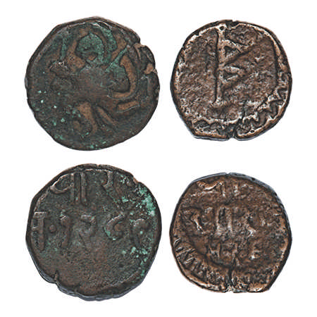 Dhar, Copper Paisa (2 Coins), Jaswant Rao (AH 1250-1274/1834-1857), Anand Rao III ( AH 127
