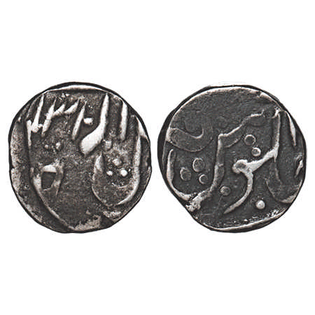 Gwalior, Silver ¼ Rupee, 2.51g, Madho Rao (VS 1943-1982/1886-1925 AD), Ujjain Mint, AH 131