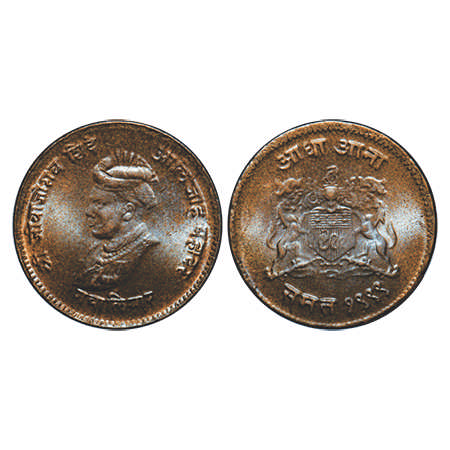 Gwalior, Copper ½ Anna, 3.03g, Jivaji Rao Sindia (VS 1985-2005, 1925-1948 AD), VS 1999 (19