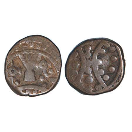Hyderabad Feudatories Shorapur, Copper Paisa, 9.64g, Bahiri Raja, fire alter flanked by co